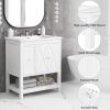 30" Bathroom Vanity with Sink Top, Bathroom Vanity Cabinet with Two Doors and One Drawer, MDF Boards, Solid Wood, One Package