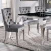 Contemporary Gray Flannelette 2pcs Side Chairs Button-Tufted Upholstered Dining Chairs Wingback Design Furniture Set