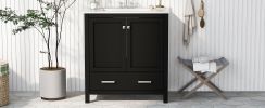 30" Black Bathroom Vanity with Single Sink, Combo Cabinet Undermount Sink, Bathroom Storage Cabinet with 2 Doors and a Drawer, Soft Closing