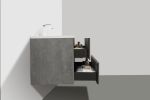 24' Wall Mounted Single Bathroom Vanity in Ash Gray With White Solid Surface Vanity Top