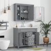 36'' Bathroom Vanity with Top Sink, Grey Mirror Cabinet, Modern Bathroom Storage Cabinet with 2 Soft Closing Doors and 2 Drawers