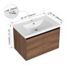 LEVISTAR Brown 30 Inch Bathroom Vanity with resin Countertop Sink, 2 Doors Bathroom Cabinet Set