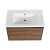 LEVISTAR Brown 30 Inch Bathroom Vanity with resin Countertop Sink, 2 Doors Bathroom Cabinet Set