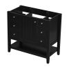 36" Bathroom Vanity without Sink, Cabinet Base Only, One Cabinet and three Drawers, Black