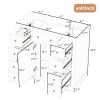 36" Bathroom Vanity without Sink, Cabinet Base Only, One Cabinet and Six Drawers, Grey