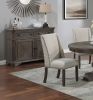 Traditional Formal 2pc Side Chairs Upholstered Wingback Design Oak Finish Dining Room Furniture Nailhead Trims Dining Chairs