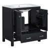 30" Black Bathroom Vanity with Single Sink, Combo Cabinet Undermount Sink, Bathroom Storage Cabinet with 2 Doors and a Drawer, Soft Closing