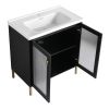 32Inch Freestanding Bathroom Vanity Plywood With Ceramic Sink, Soft Closing Door (KD-Package)