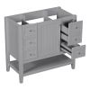 36" Bathroom Vanity without Sink, Cabinet Base Only, One Cabinet and three Drawers, Grey