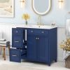 36-inch Bathroom Vanity, Transitional Style Bathroom Cabinet with Resin Sink, Navy Blue Single Bathroom Cabinet