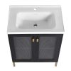 28 Inch Freestanding Bathroom Vanity Plywood With Ceramic Sink, Soft Closing Door (KD-Package)