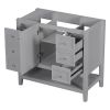 36" Bathroom Vanity without Sink, Cabinet Base Only, One Cabinet and three Drawers, Grey