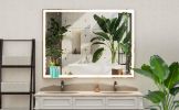 48x36 inch LED Bathroom Vanity Mirror Wall Mounted Adjustable White/Warm/Natural Lights Anti-Fog Touch Switch with Memory Modern Smart Large Bathroom