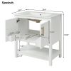 30-Inch White Bathroom Vanity with Ceramic Sink and Versatile Storage - Ideal for Small Bathrooms