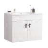 30" Bathroom Vanity with Metal Leg,with White Ceramic Basin,Two Soft Close Cabinet Doors, Solid Wood,Excluding faucets,white