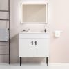 30" Bathroom Vanity with Metal Leg,with White Ceramic Basin,Two Soft Close Cabinet Doors, Solid Wood,Excluding faucets,white