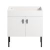 30" Bathroom Vanity with Metal Leg,with White Ceramic Basin,Two Soft Close Cabinet Doors, Solid Wood,Excluding faucets,white