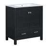 30" Black Bathroom Vanity with Single Sink, Combo Cabinet Undermount Sink, Bathroom Storage Cabinet with 2 Doors and a Drawer, Soft Closing