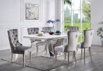 Contemporary Gray Flannelette 2pcs Side Chairs Button-Tufted Upholstered Dining Chairs Wingback Design Furniture Set