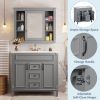 36'' Bathroom Vanity with Top Sink, Grey Mirror Cabinet, Modern Bathroom Storage Cabinet with 2 Soft Closing Doors and 2 Drawers