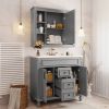 36'' Bathroom Vanity with Top Sink, Grey Mirror Cabinet, Modern Bathroom Storage Cabinet with 2 Soft Closing Doors and 2 Drawers