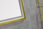 42 in. W x24 in. H Oversized Rectangular Gold Framed LED Mirror Anti-Fog Dimmable Wall Mount Bathroom Vanity Mirror