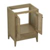 24" Bathroom Vanity without Sink, Base Only, Rattan Cabinet with Doors and Drawer, Solid Frame and MDF Board, Natural