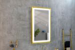 42 in. W x24 in. H Oversized Rectangular Gold Framed LED Mirror Anti-Fog Dimmable Wall Mount Bathroom Vanity Mirror