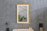 42 in. W x24 in. H Oversized Rectangular Gold Framed LED Mirror Anti-Fog Dimmable Wall Mount Bathroom Vanity Mirror