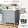 36'' Bathroom Vanity with Resin Sink Combo,Solid Wood Frame Bathroom Storage Cabinet, Freestanding Vanity Set with 4 Soft Closing Doors& 2 Drawers