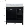 30-Inch Bathroom Vanity Cabinet with Ceramic Basin, Double-Layer Drawer, Deep Drawer and Adjustable Shelf