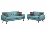 Laguna Color Polyfiber Sofa And Loveseat 2pc Sofa Set Living Room Furniture Plywood Tufted Couch Pillows