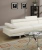 White Color Sectional Living Room Furniture Faux Leather Adjustable Headrest Right Facing Chaise & Left Facing Sofa