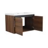 LEVISTAR Brown 30 Inch Bathroom Vanity with resin Countertop Sink, 2 Doors Bathroom Cabinet Set