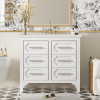 36'' Bathroom Vanity with Resin Sink Combo, Free Standing Single Vanity Set with Four Drawers, Solid Wood Frame Bathroom Storage Cabinet