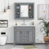 36'' Bathroom Vanity with Top Sink, Grey Mirror Cabinet, Modern Bathroom Storage Cabinet with 2 Soft Closing Doors and 2 Drawers