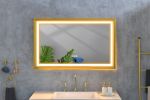 42 in. W x24 in. H Oversized Rectangular Gold Framed LED Mirror Anti-Fog Dimmable Wall Mount Bathroom Vanity Mirror