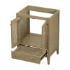 24" Bathroom Vanity without Sink, Base Only, Rattan Cabinet with Doors and Drawer, Solid Frame and MDF Board, Natural