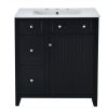 30-Inch Bathroom Vanity Cabinet with Ceramic Basin, Double-Layer Drawer, Deep Drawer and Adjustable Shelf