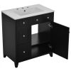 30-Inch Bathroom Vanity Cabinet with Ceramic Basin, Double-Layer Drawer, Deep Drawer and Adjustable Shelf