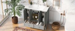 36'' Bathroom Vanity with Resin Sink Combo,Solid Wood Frame Bathroom Storage Cabinet, Freestanding Vanity Set with 4 Soft Closing Doors& 2 Drawers