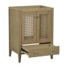 24" Bathroom Vanity without Sink, Base Only, Rattan Cabinet with Doors and Drawer, Solid Frame and MDF Board, Natural