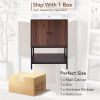 [Viedo]24" inch Walnut Finish Bathroom Vanity Cabinet with 2 Soft-Close Doors, Open Storage