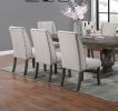 Traditional Formal 2pc Side Chairs Upholstered Wingback Design Oak Finish Dining Room Furniture Nailhead Trims Dining Chairs