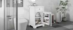 20" Bathroom Vanity with Sink, Bathroom Cabinet with Soft Closing Door, Storage Rack and Adjustable Shelve, White