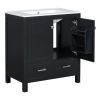 30" Black Bathroom Vanity with Single Sink, Combo Cabinet Undermount Sink, Bathroom Storage Cabinet with 2 Doors and a Drawer, Soft Closing