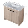 36 Inch Freestanding Bathroom Vanity with White Ceramic Sink & 2 Soft-Close Cabinet Doors (BVB02436PLO-F-BL9090B),W1286S00063