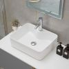 1pc 19" x 15" Countertop Rectangle Vessel Sink, Above Counter Ceramic Hand Wash Basin Vanity Sink, Bathroom Sanitary Ware Art Basin Vessel Sink Bowl