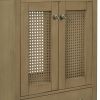 24" Bathroom Vanity without Sink, Base Only, Rattan Cabinet with Doors and Drawer, Solid Frame and MDF Board, Natural