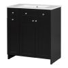 30-Inch Black Bathroom Vanity with Ceramic Sink Combo, Abundant Storage Cabinet - 2 Soft-close Doors and Double-tier Deep Drawer